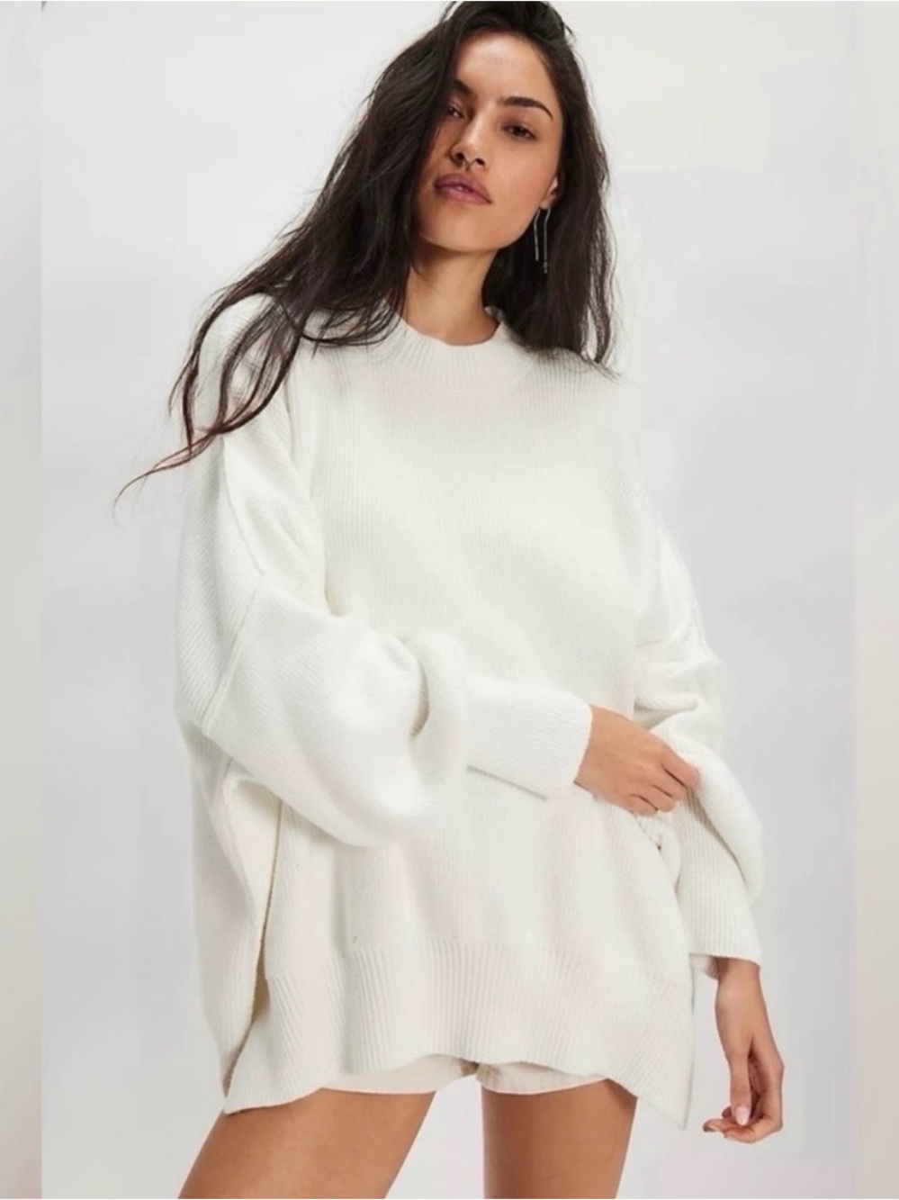 FREE PEOPLE EASY STREET TUNIC Sweater White XS